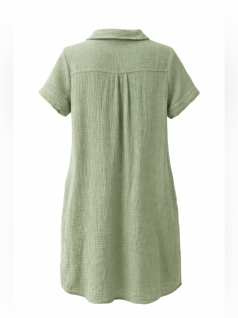 Mint Green Textured Gauze Casual Dress - Picture 3 of 6